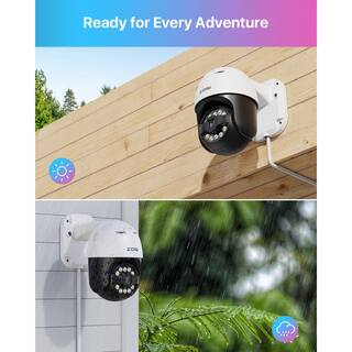 ZOSI Wired 5MP HD POE Outdoor Home Security Camera with 355 Pan Tilt AI Human Vehicle Detection 2-Way Audio IPC-2965Y-W*2