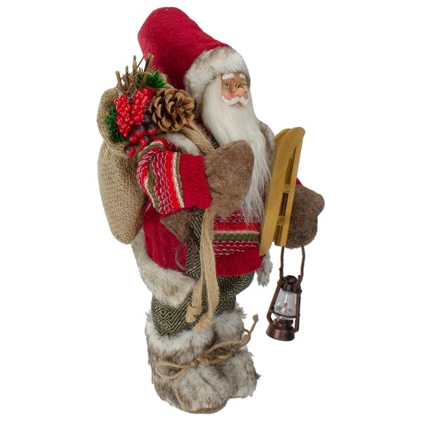 12 Standing Santa With a Sled and Lantern Christmas Figure