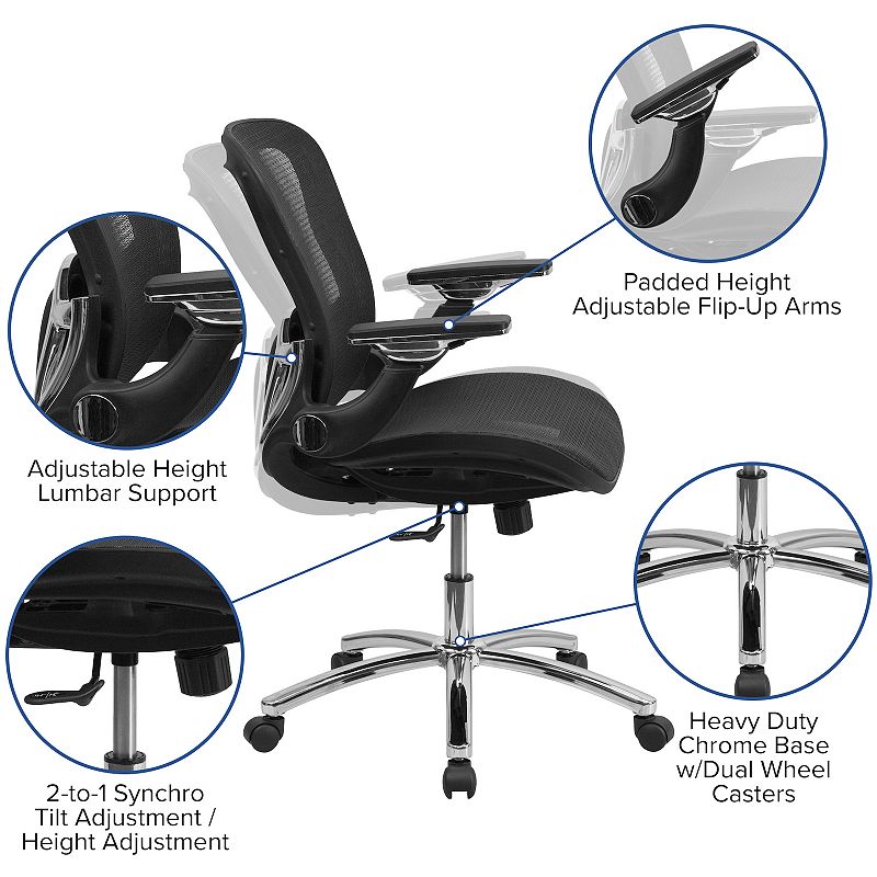 Emma and Oliver Mid-Back Transparent Black Mesh Synchro-Tilt Swivel Ergonomic Office Chair