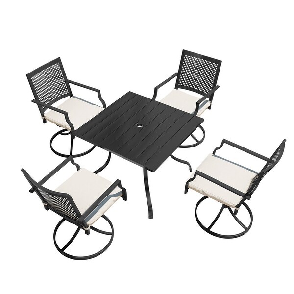 Steel square dining table with chair (set of 5)