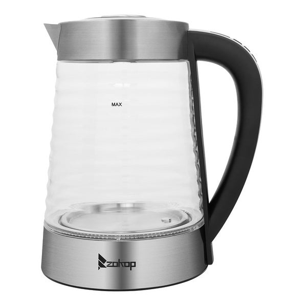 2.2L Electric Glass Kettle， Wave Body Kettle With Electronic Handle