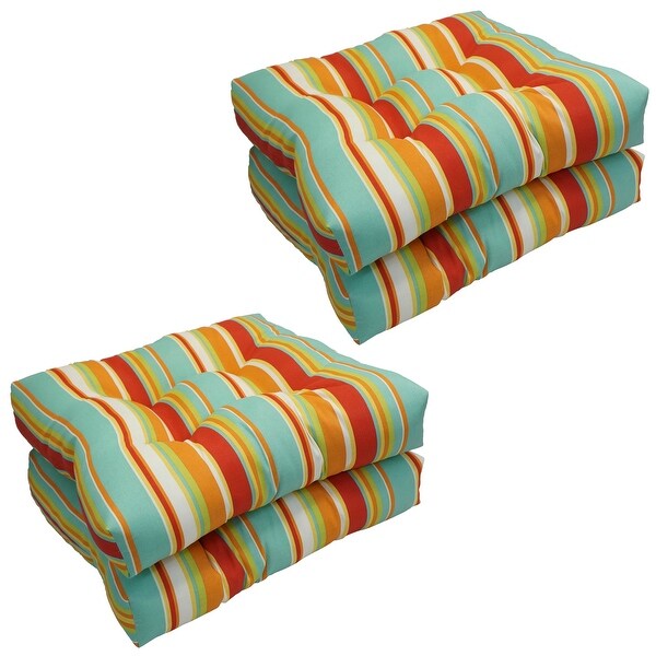 19-inch Square Tufted Indoor/Outdoor Chair Cushions (Set of 1， 2， or 4)