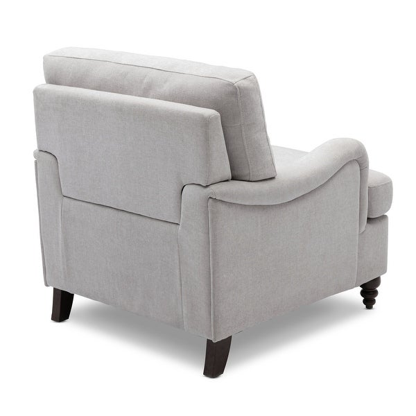 Upholstered Armchair Accent Chair with Solid Wood Legs - 35