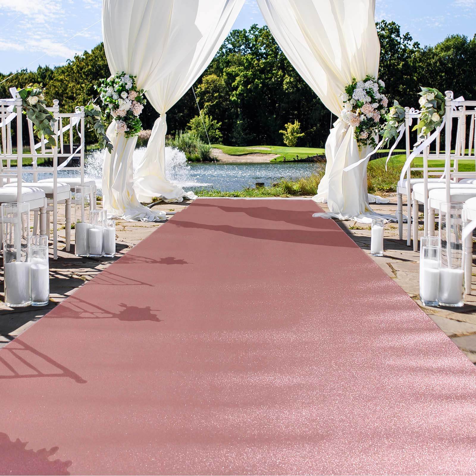 Rose Gold Sparkle Glitter Wedding Aisle Runner, Non-Woven Red Carpet Runner Prom, Hollywood, Glam Parties 3ftx50ft