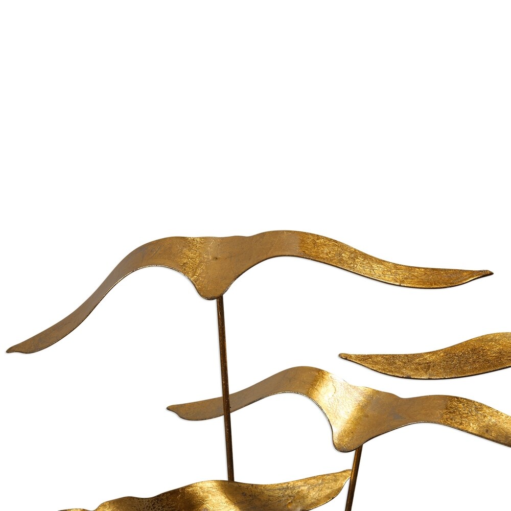 Uttermost Flock of Seagulls Metallic Gold Leaf Sculptures