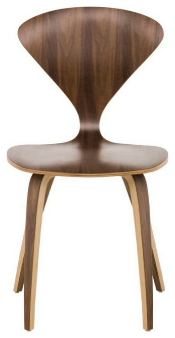 Satine Walnut Dining Chair  Set of 2   Midcentury   Dining Chairs   by HomeCraftDecor  Houzz