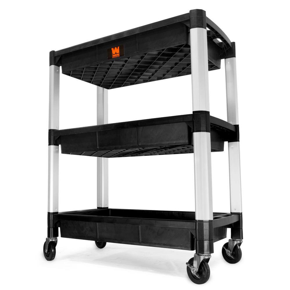 WEN 300 lbs. Capacity 32 in. x 18.5 in. Triple Decker Service 3-Tray and Utility Cart 73163