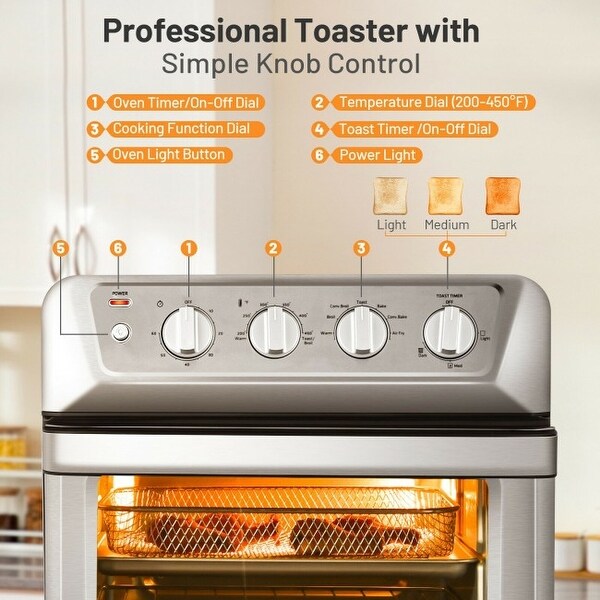 21.5 Quart 1800W Air Fryer Toaster Countertop Convection Oven with Recipe - 16