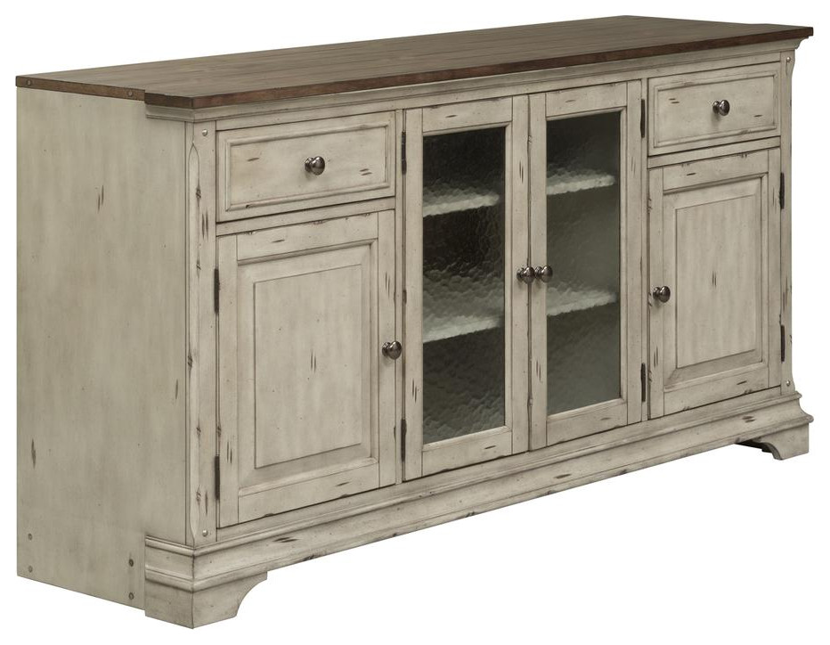 Entertainment TV Stand Traditional White   Farmhouse   Entertainment Centers And Tv Stands   by Liberty Furniture Industries  Inc.  Houzz