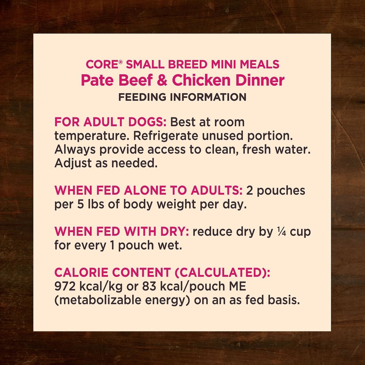 Wellness CORE Grain-Free Small Breed Mini Meals Beef and Chicken Pate Dog Food Pouches