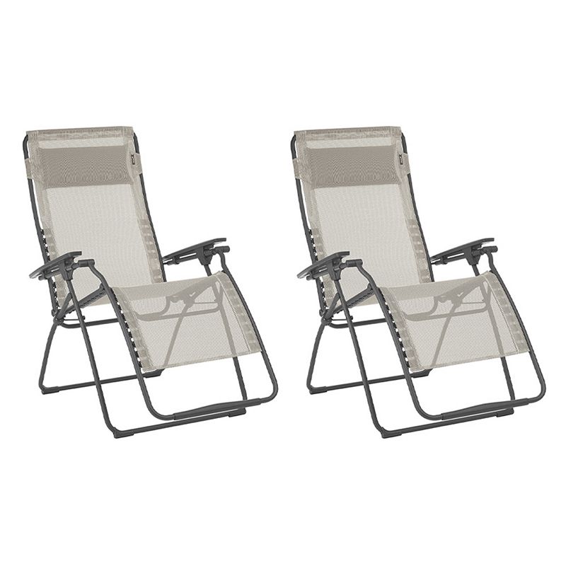 Lafuma Futura XL Zero Gravity Recliner Lawn Patio Lounge Chairs Set， Tan (Pair)