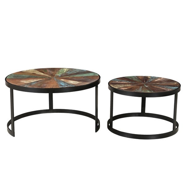 Delian Round coffee table with black legs- Set of 2 - 33