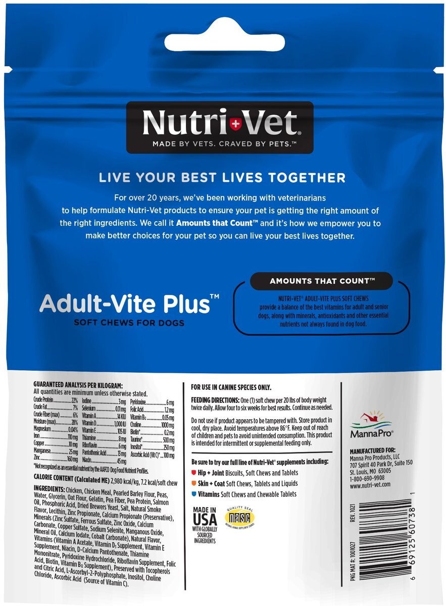 Nutri-Vet Adult-Vite Soft Chews Multivitamin for Dogs