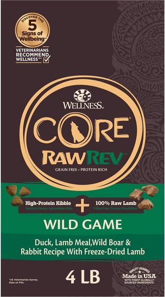 Wellness CORE RawRev Grain-Free Wild Game Recipe with Freeze Dried Lamb Dry Dog Food