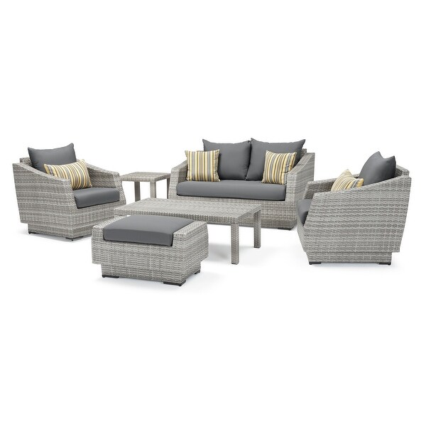 Cannes 6 Piece Sunbrella Outdoor Patio Love and Club Seating Set