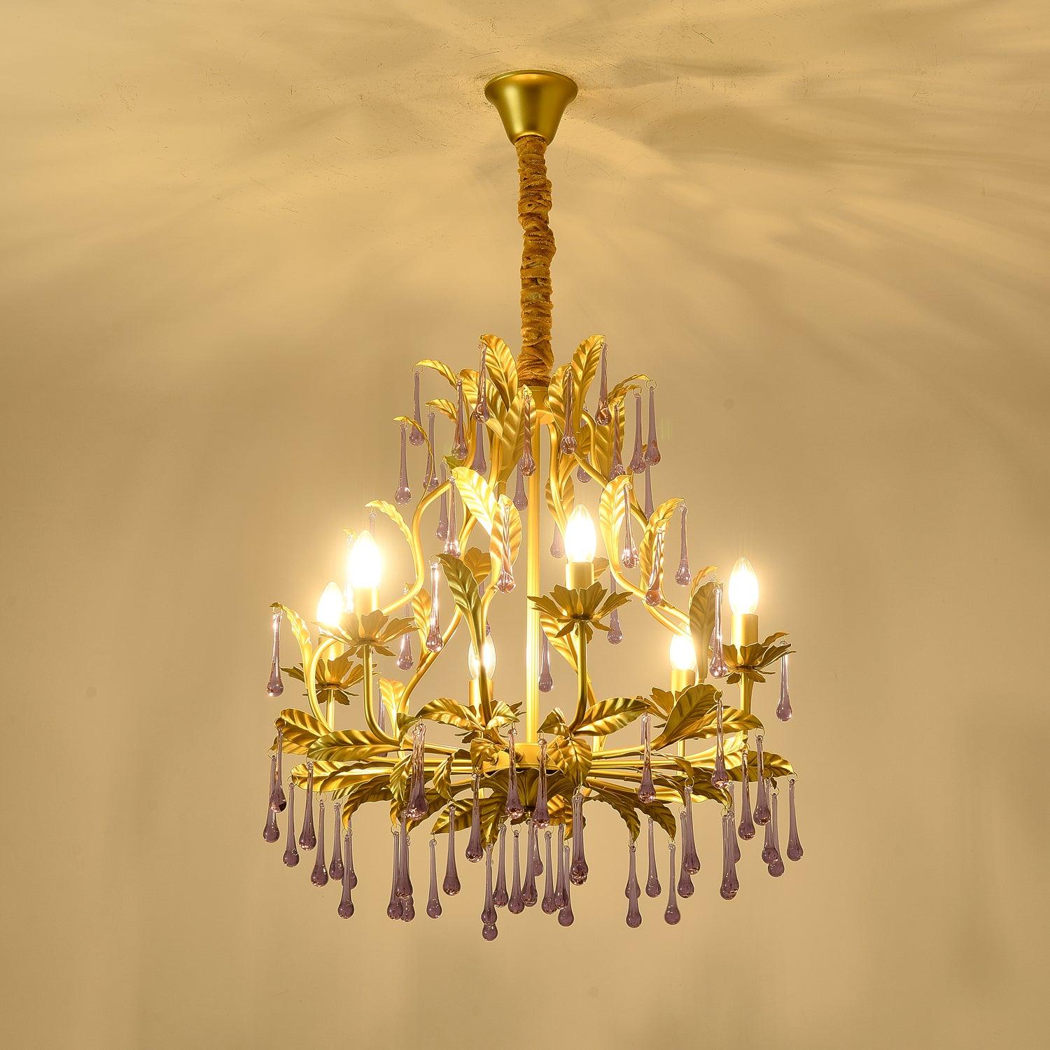 Amethyst Drops Glass Chandelier