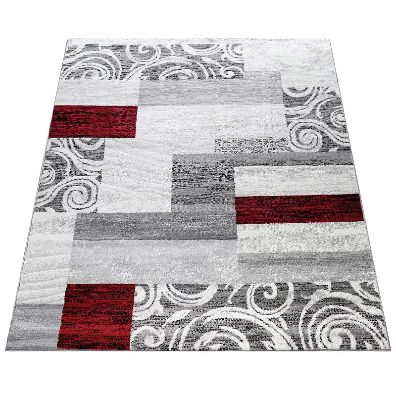 Classic Living Room Rug with Patchwork Design Modern Checkered Pattern