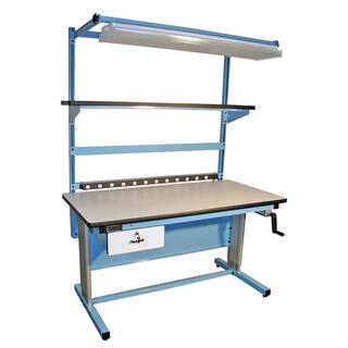 ProLine 60 in. Light BlueWhite Rectangular 1 -Drawer Standing Desk with Adjustable Height BIB16