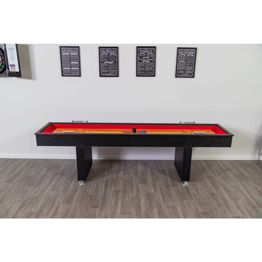 Hathaway Avenger 9 ft. Avenger Shuffleboard for Family Game Rooms with Padded Gutters Leg Levelers 8 Pucks and Wax BG1203