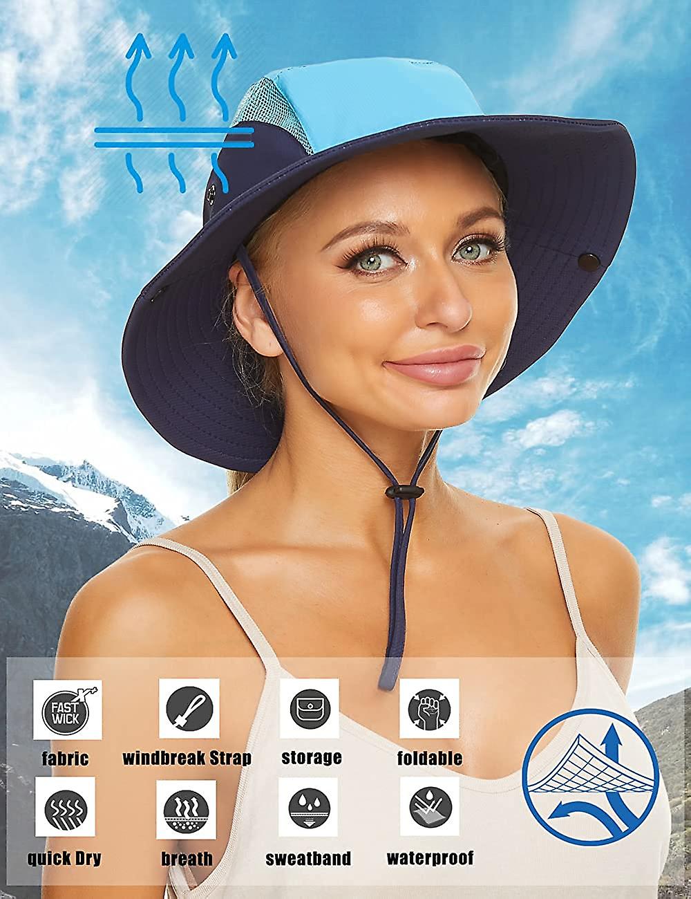 Ponytail Sun Hat For Womens Outdoor Summer Sun Hat Uv Protection Wide Brim Foldable Fishing Cap