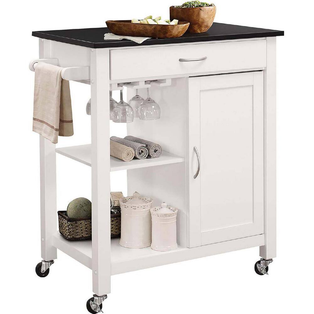 Whatseaso Wooden Kitchen Island In Black and White L-K110498774