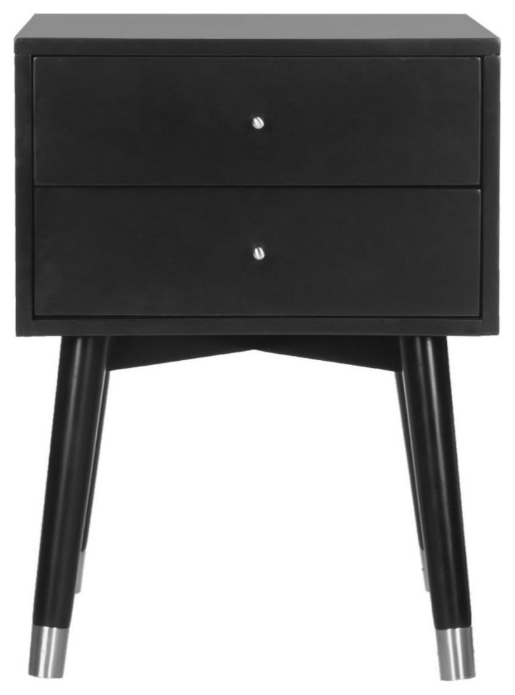 Yaris Mid Century Retro Silver Cap Nightstand Black/Silver   Midcentury   Side Tables And End Tables   by AED Luxury Home Decor  Houzz