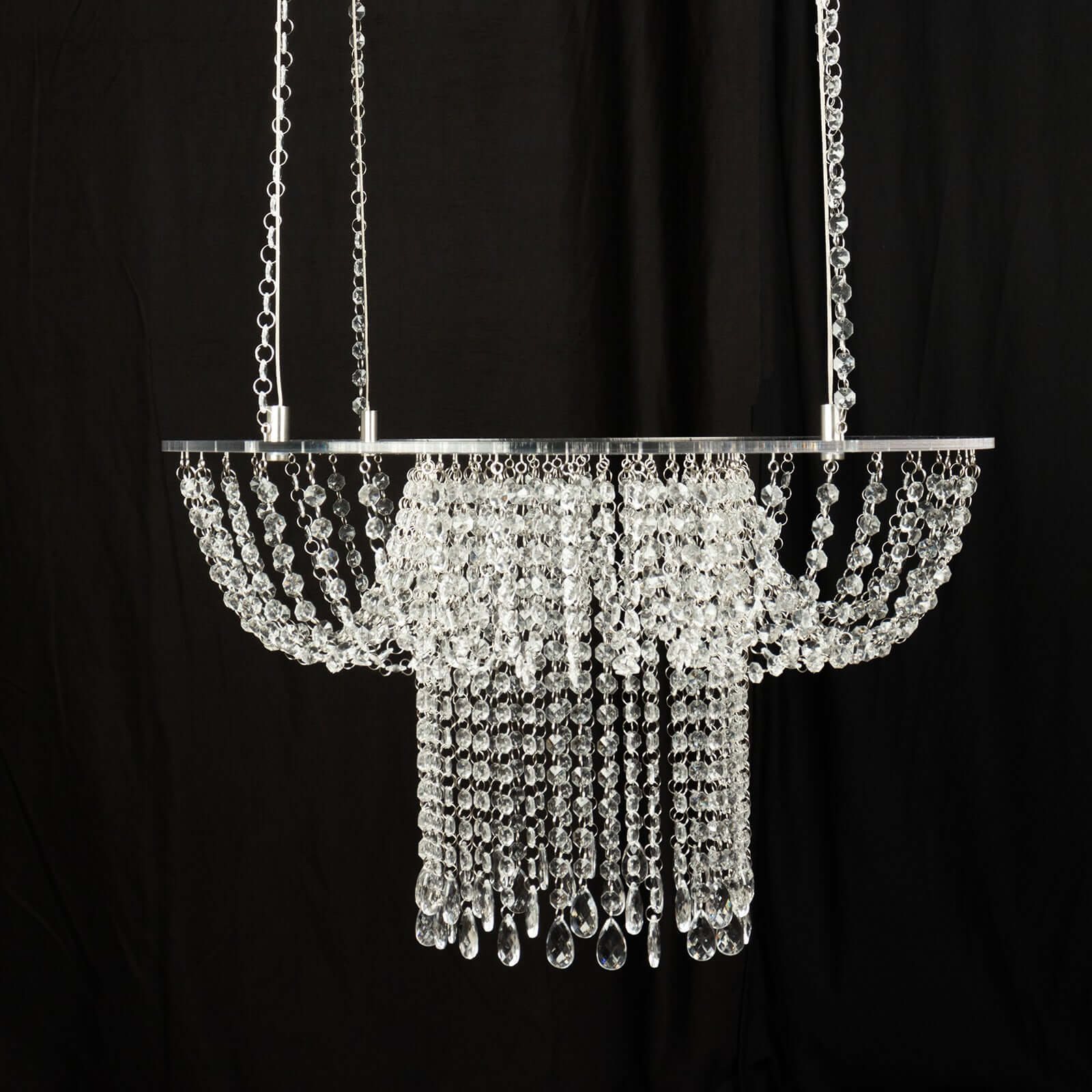 Acrylic Hanging Crystal Chandelier Cake Stand, Drape Suspended Wedding Cake Swing With 5ft Steel Wire String Bead Chains - 25