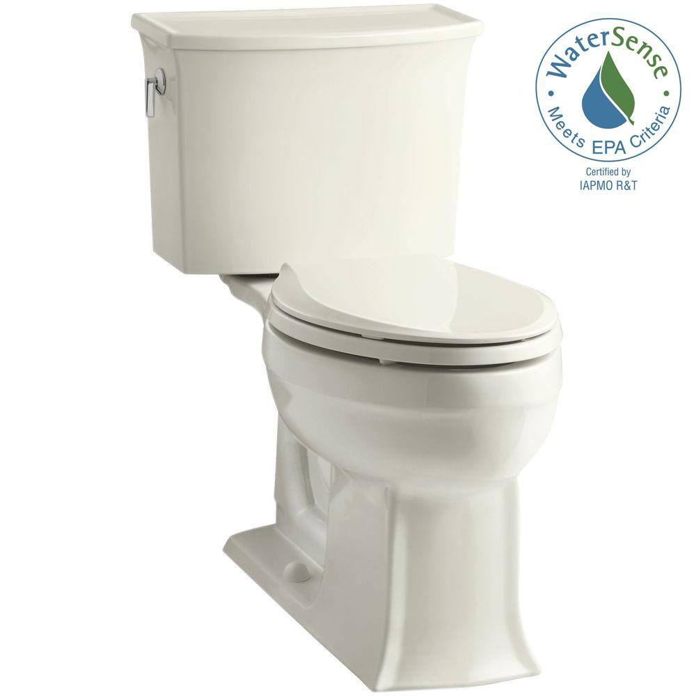 KOHLER Archer Comfort Height 2-piece 1.28 GPF Single Flush Elongated Toilet with AquaPiston Flushing Technology in Biscuit K-3551-96