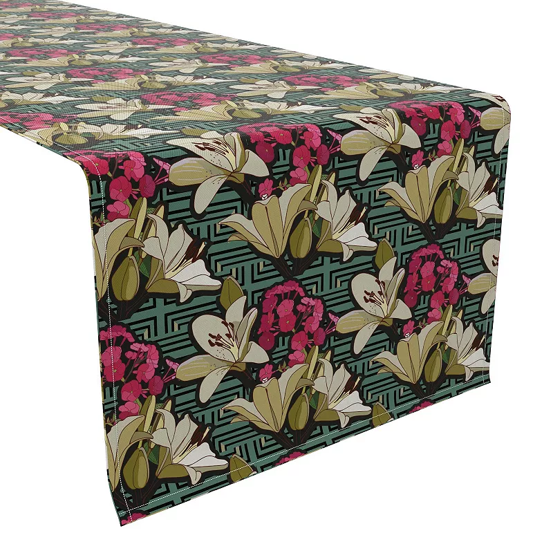 Table Runner， 100% Cotton， 16x90， Floral 96