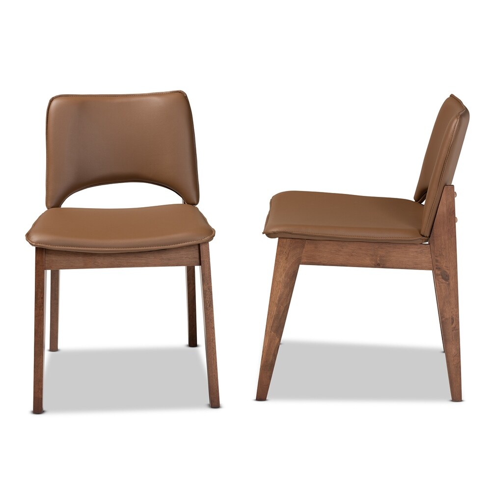 Afton Mid Century Modern 2 Piece Short Back Dining Chair Set