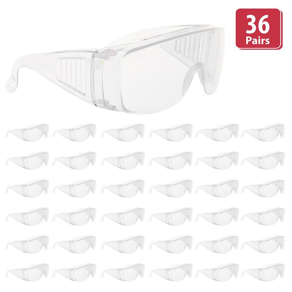 Safe Handler Clear Diamont Vented Over Clear Safety Glasses Anti-Scratch (36-Pairs) SH-VOSG-CLLCLT-ES12-36