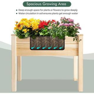 BACKYARD EXPRESSIONS PATIO · HOME · GARDEN Large 36 in. x 24 in. Tan Wood Raised Planter Box with Greenhouse 906533