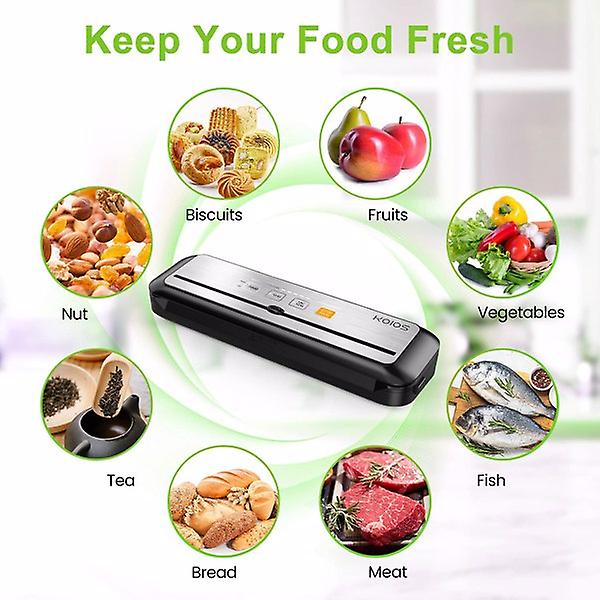 Vacuum Sealer Machine， 86kpa Automatic Food Sealer With Cutter， Pulse Function， Dry and Moist Modes， Compact Design， Led Indicator Lights， Vs6621 Silver