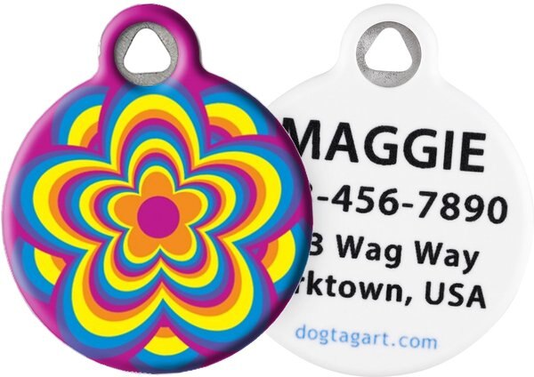 Dog Tag Art Psychedelic Flower Personalized Dog and Cat ID Tag