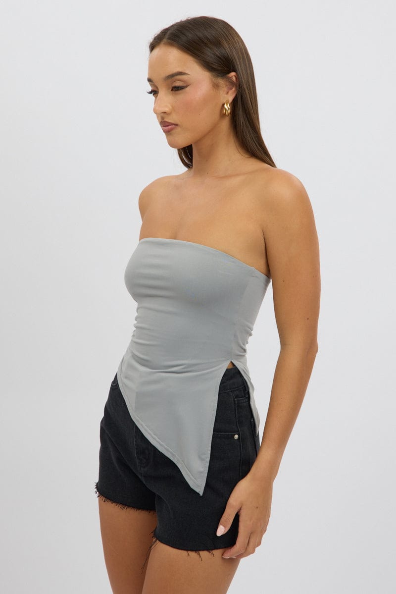 Grey Supersoft Asymmetric Top Strapless