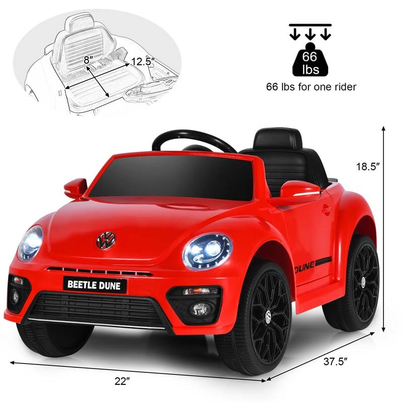 Licensed Volkswagen Beetle Ride-on Car 12V Battery Powered Vehicle Kids Riding Toy Car with Remote