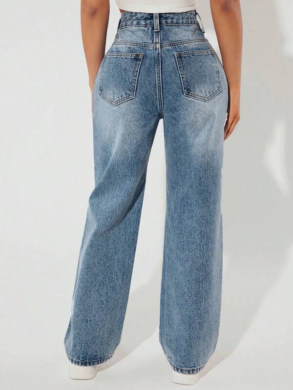 High Waist Straight Leg Jeans