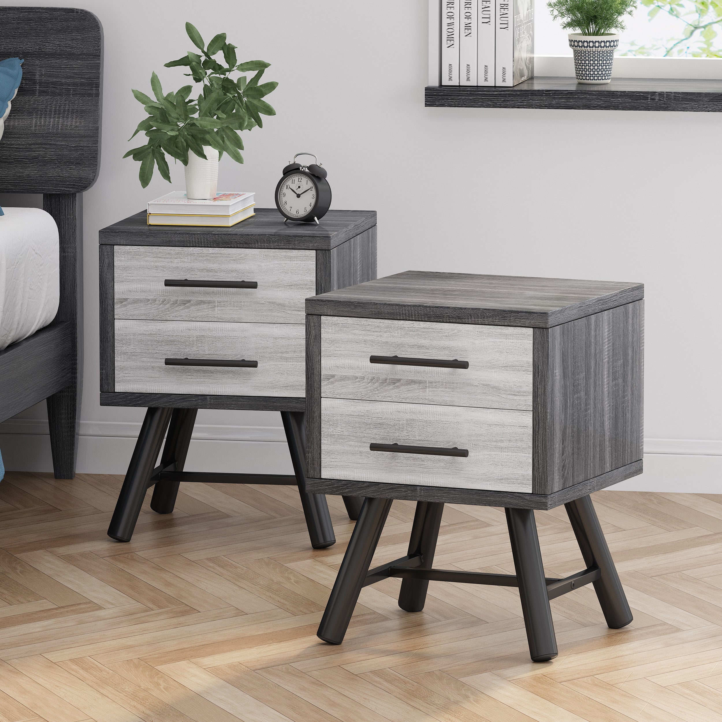 Amariana Mid-Century Modern Nightstands (Set of 2)