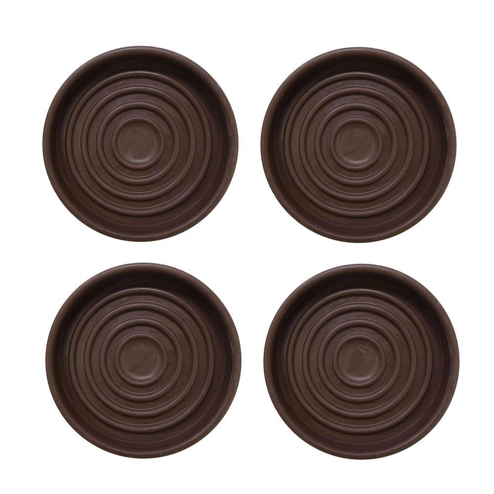 Everbilt 2-12 in. Brown Round Smooth Rubber Floor Protector Furniture Cups for Carpet  Hard Floors (4-Pack) 4654044EV