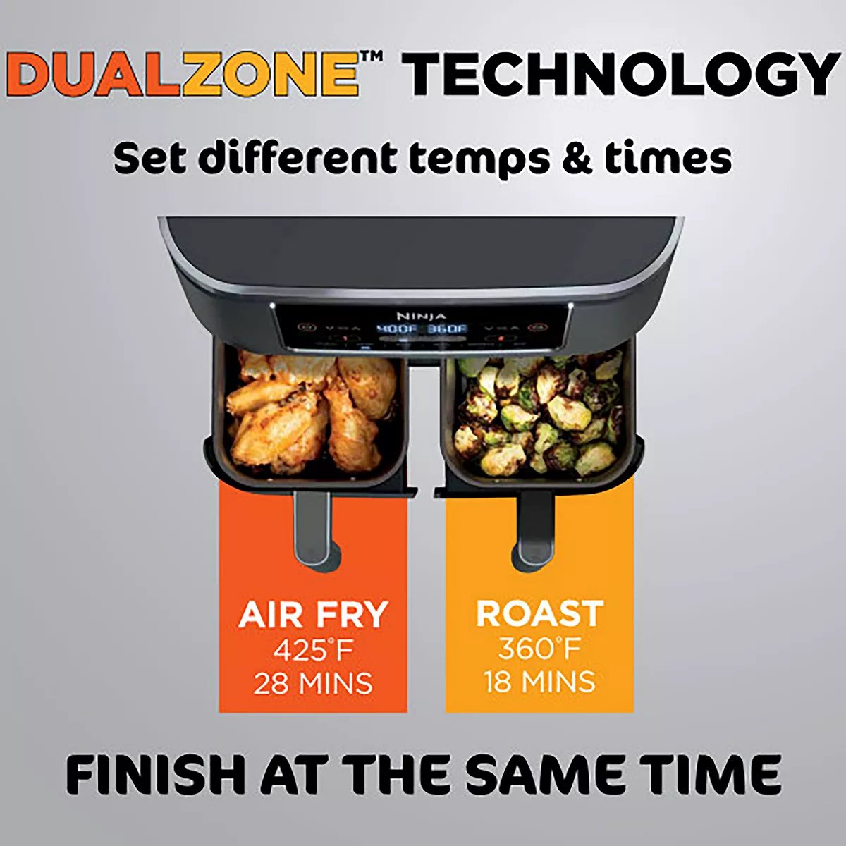 Ninja Foodi 8 qt. Original Dualzone， 2-Basket Air Fryer with 6 Functions