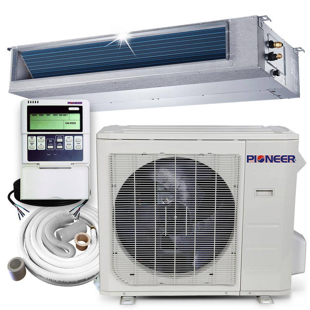 Pioneer 36000 BTU 3 Ton 16.5 SEER Ceiling Concealed Non Ductless Mini Split Air Conditioner with Heat Pump 208230-Volt RYB036GMFILDAD-16