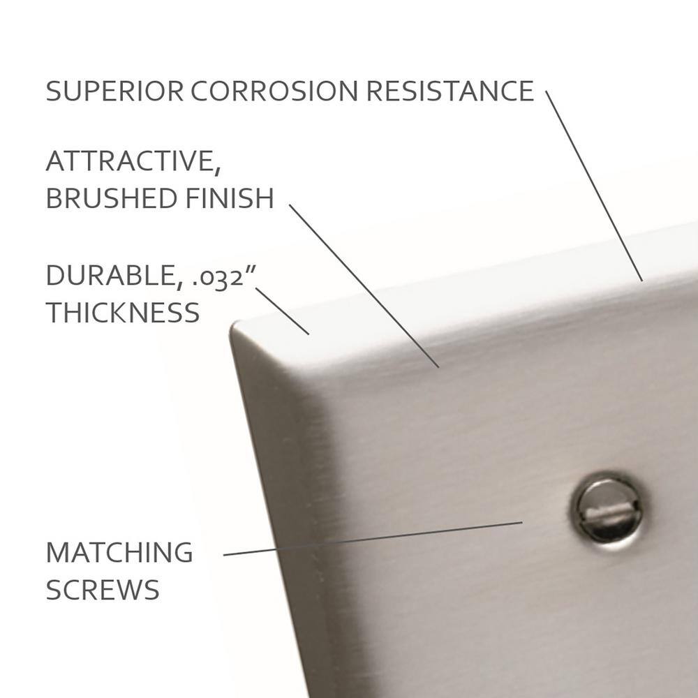 Legrand Pass  Seymour 302304 SS 2 Gang 1 Single Outlet 1 Duplex Wall Plate Stainless Steel (1-Pack) SS78