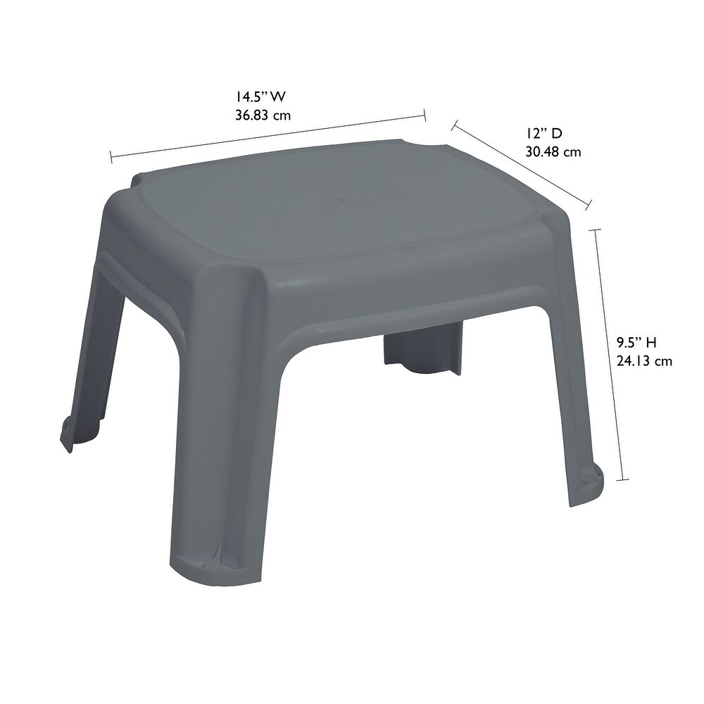 Gracious Living 9.5 Inch Sturdy Non Slip Plastic Single Level Step Stool  Grey   14.50 x 12 x 9.50 inches