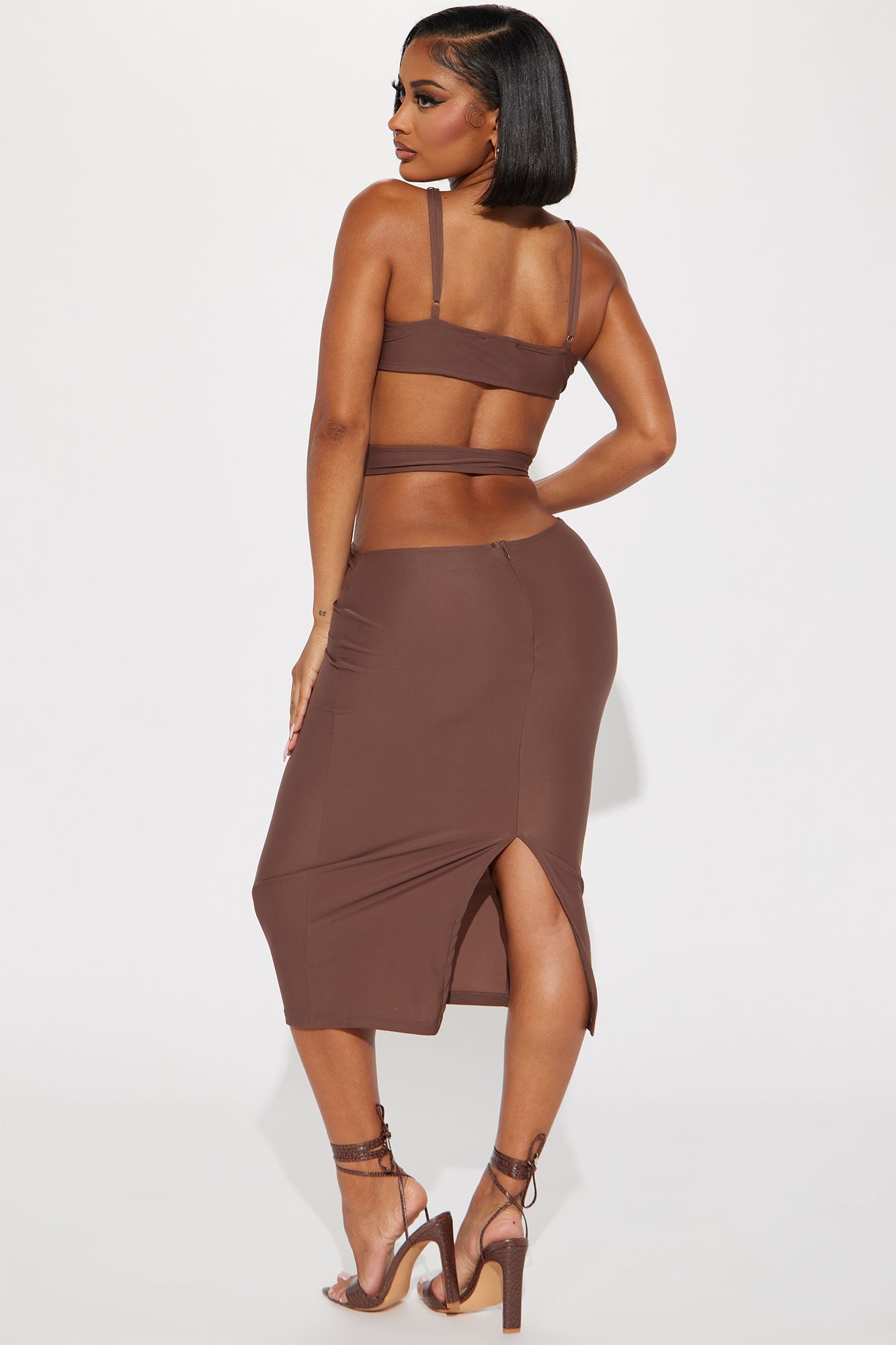 Avery Cut Out Midi Dress - Chocolate