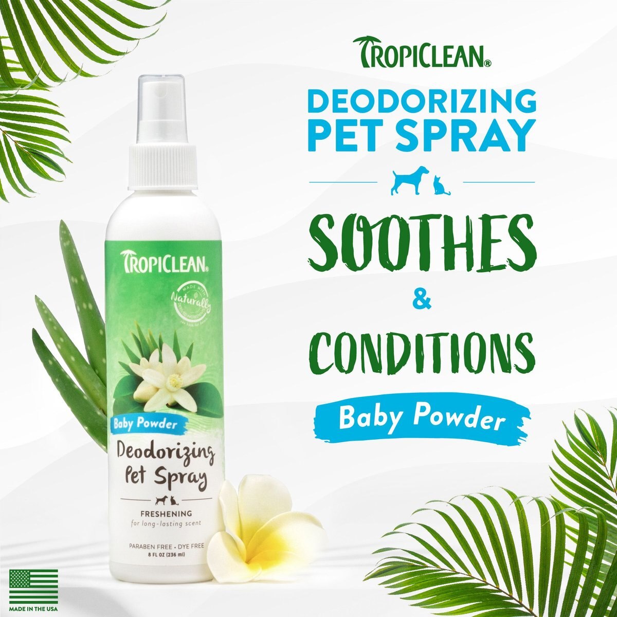 TropiClean Baby Powder Deodorizing Dog and Cat Spray