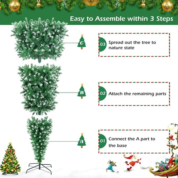 7.5ft Pre lit Upside Down Christmas Tree Inverted Artificial Xmas Tree