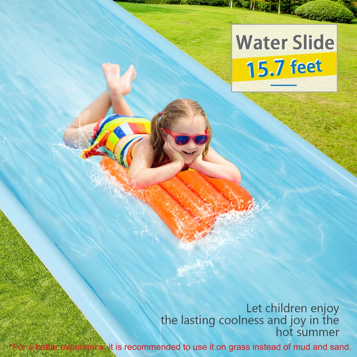 Lavinya Water Slip with 2 Bodyboards, 15.7Ft Spraying Inflatable Water Slide With Outdoor Swimming Pool Games with Build in Sprinkler for Kids Boys Girls Ages 3Y+