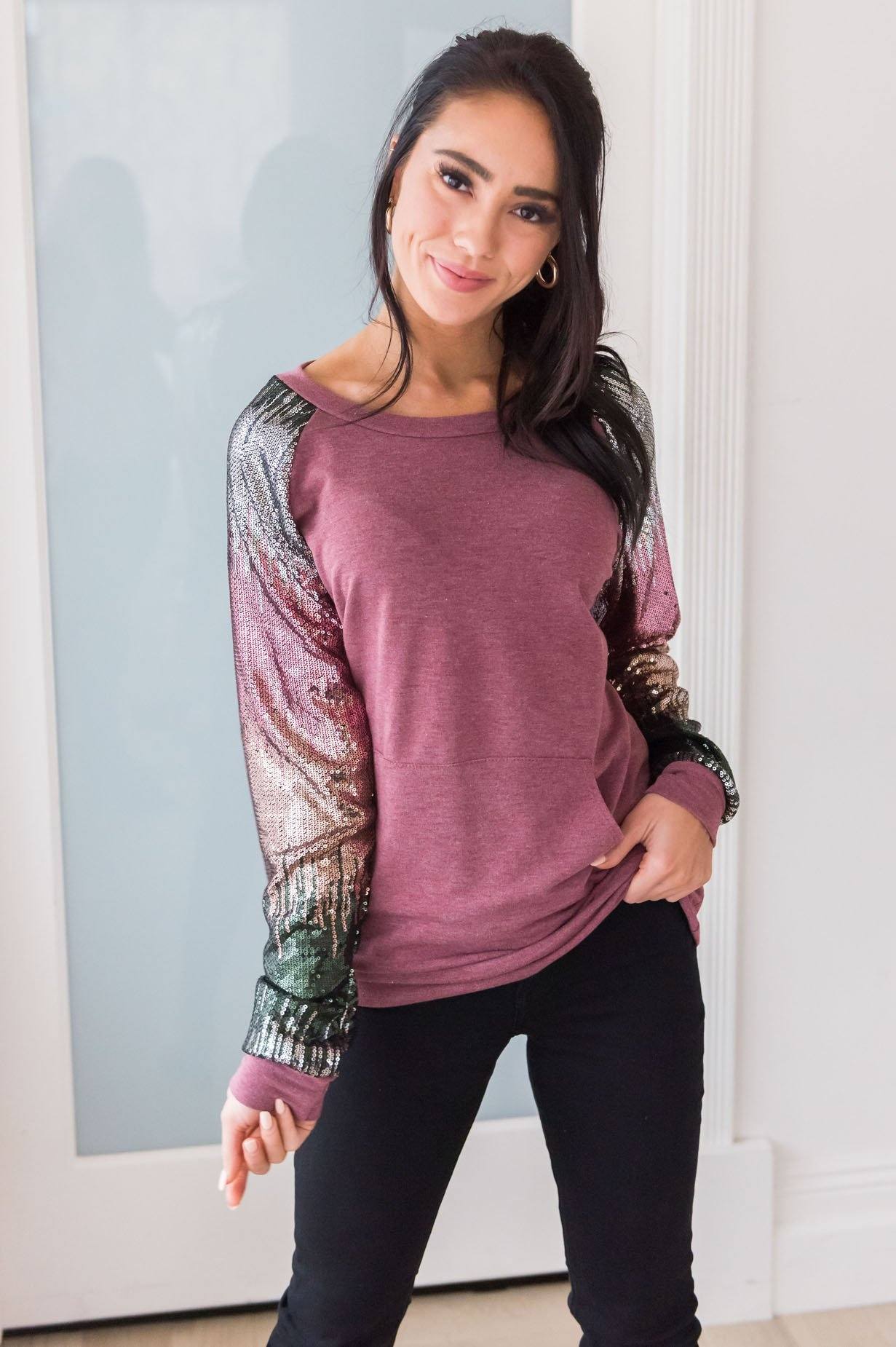 Layered In Happiness Modest Sweatshirt