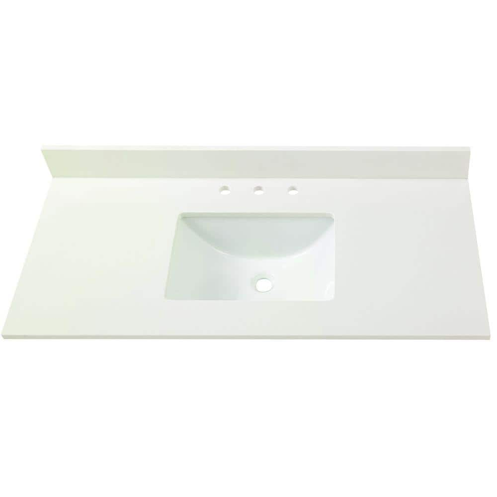 Home Decorators Collection 49 in W Engineered Marble Single Sink Vanity Top in Winter White