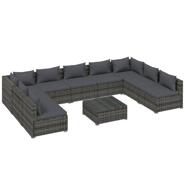 vidaXL Patio Lounge Set Outdoor Sectional Sofa Set Table Garden Poly Rattan